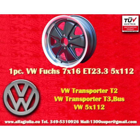 1 wheel Fuchs 7x16 5x112 Volkswagen VW T2b T3 matt black/diamond cut