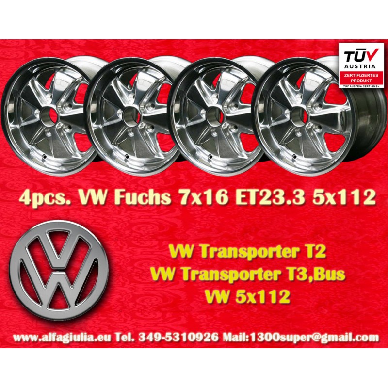 4 Felgen Fuchs 7x16 5x112 VW T2b T3 fully polished