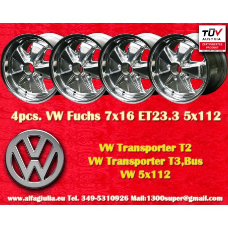 4 cerchi Fuchs 7x16 5x112 VW T2b T3 fully polished