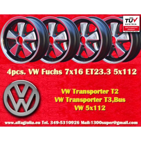 4 jantes Fuchs 7x16 5x112 VW T2b T3 RSR style