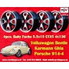 4 Felgen Baby Fuchs 5.5x15 4x130 Porsche Volkswagen 914-4 VW Beetle 1968-- Karmann Ghia Typ 34 black/diamond cut