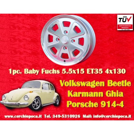 1 cerchio Babyfuchs 5.5x15 4x130 Porsche Volkswagen Beetle 67- Karmann Ghia 67- Type 3 411 412 silver/diamond cut