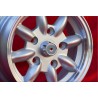 4 Felgen Minilite 5.5x13 + Radschrauben KM8  SW19 10x1x34 60° 5x130 Honda NSU Honda S600 S800 NSU TT TTS 110 1200C Wanke