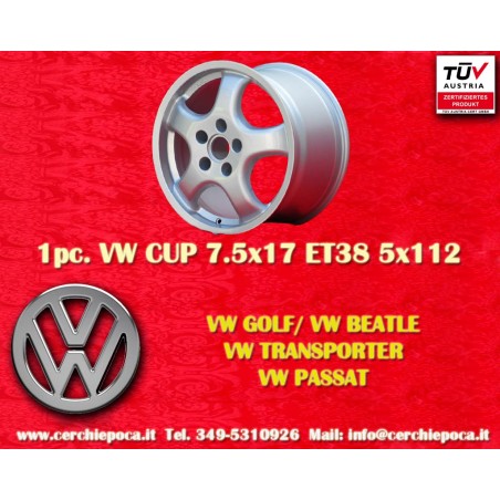 1 Felge Cup 7.5x17 5x112 VW T4 Golf Passat Beetle Variant silver