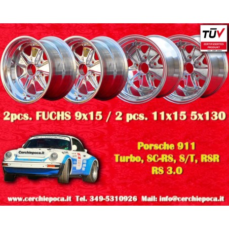 4 jantes Fuchs 9x15 + 11x15 5x130 Porsche 911 SC Carrera -1987