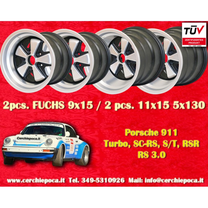 4 Felgen Fuchs 9x15 + 11x15 5x130 Porsche 911 SC Carrera -1987