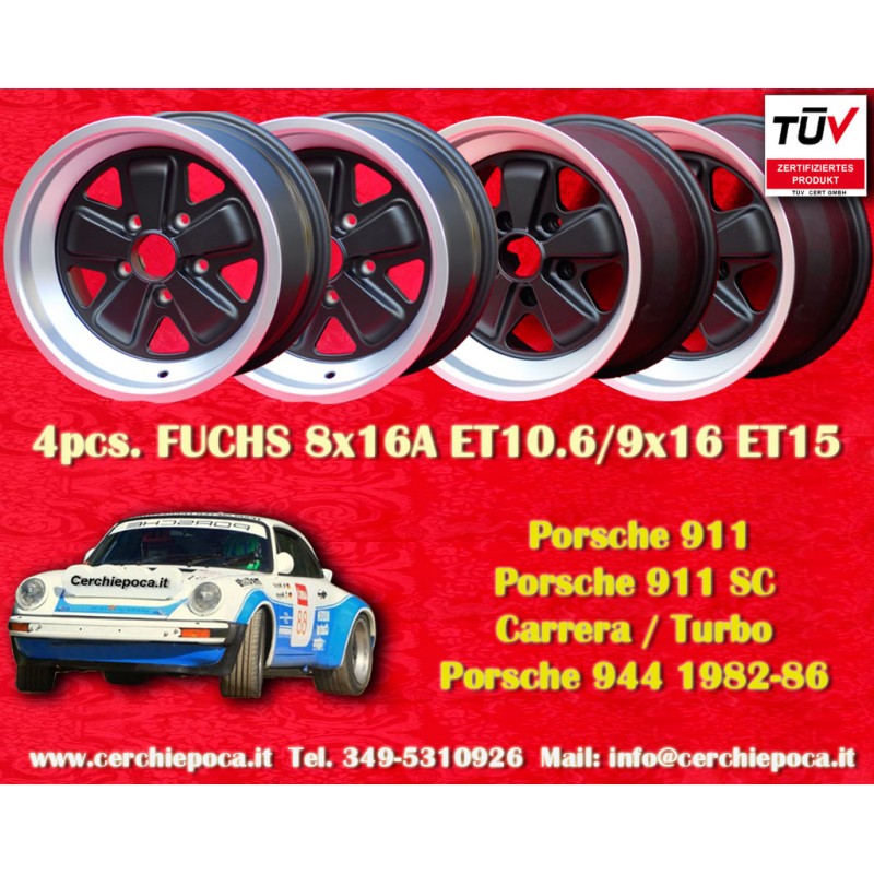 4 jantes Fuchs 8x16 + 9x16 5x130 Porsche 911 SC Carrera -1989 turbo -1987