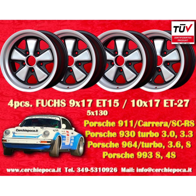 4 cerchi Fuchs 9x17 + 10x17 5x130 Porsche 911 SC Carrera -1989 turbo -1987