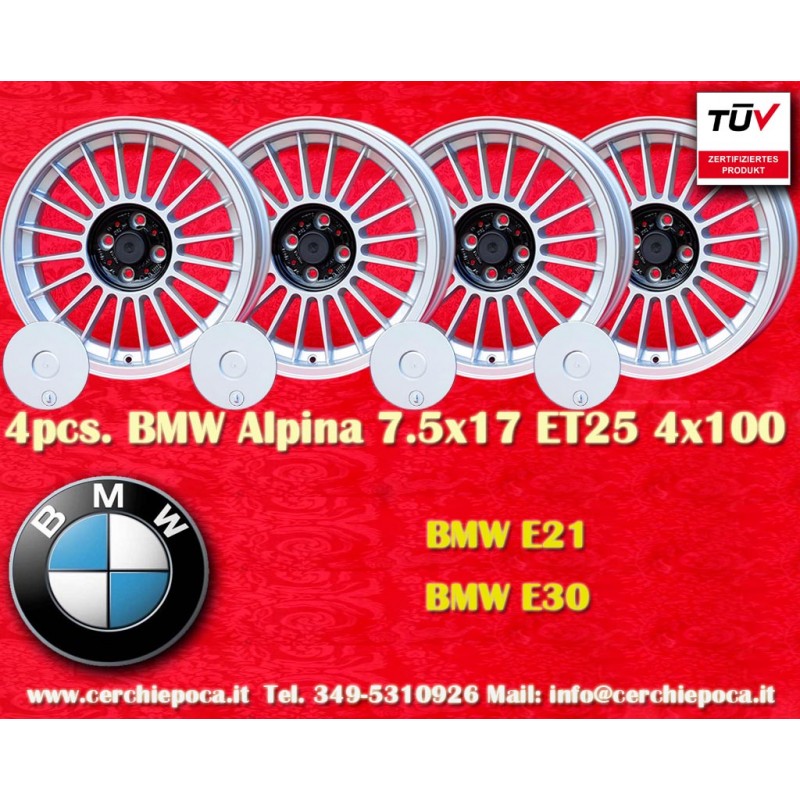 4 cerchi Alpina 7.5x17 4x100 BMW Serie 3 E30 E21 silver