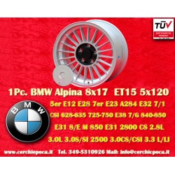 1 wheel Alpina 8x17 5x120 BMW M3 E30 serie 5 E12 E28 E34 serie 6 E24 serie 7 E23 E32 silver/black