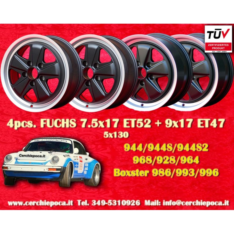 4 jantes Fuchs 7.5x17 + 9x17 5x130 Porsche 944 1987- 944S 944S2 968 928 964 993 996 Boxster 986