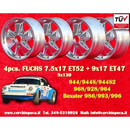 4 jantes Fuchs 7.5x17 + 9x17 5x130 Porsche 944 1987- 944S 944S2 968 928 964 993 996 Boxster 986