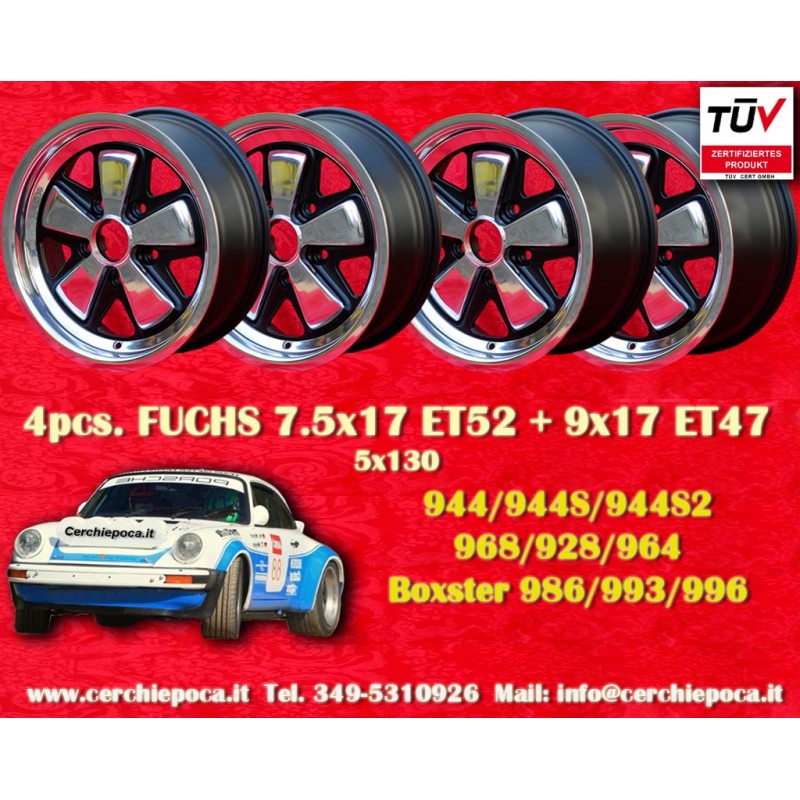 4 jantes Fuchs 7.5x17 + 9x17 5x130 Porsche 944 1987- 944S 944S2 968 928 964 993 996 Boxster 986