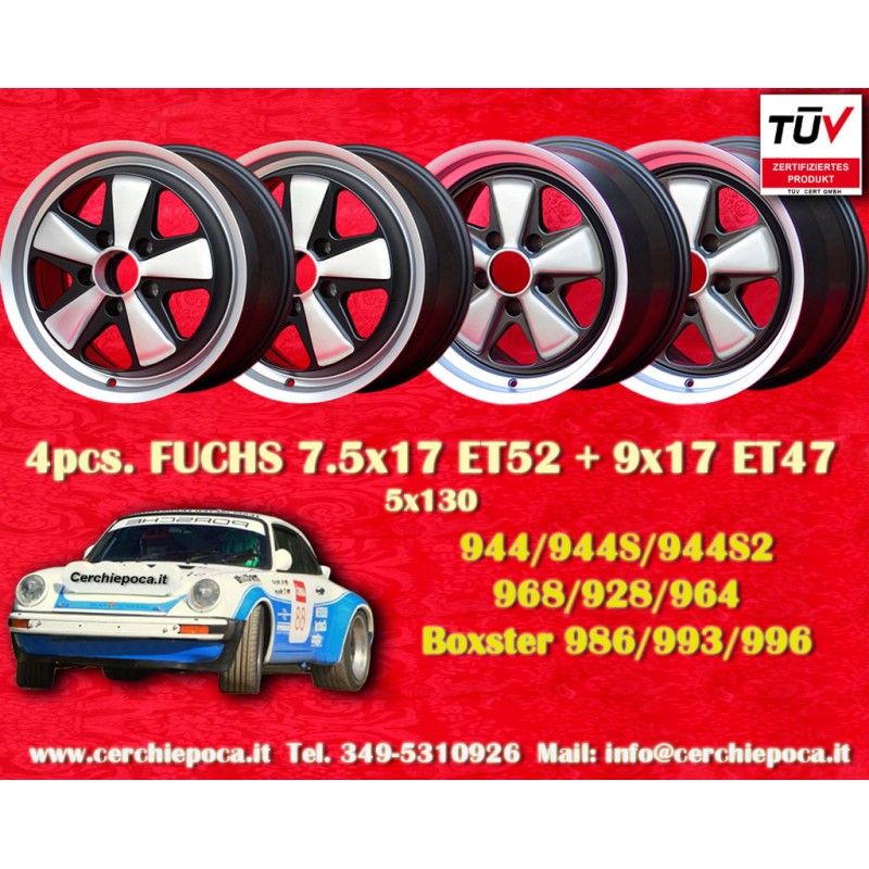 4 Felgen Fuchs 7.5x17 + 9x17 5x130 Porsche 944 1987- 944S 944S2 968 928 964 993 996 Boxster 986