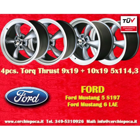 4 jantes Torq Thrust 9x19 + 10x19 5x114.3 Ford Mustang S197 (2005-14) LAE (2015-)