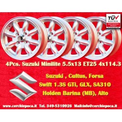 1 cerchio Minilite 5.5x13 4x114.3 Datsun Austin Toyota 120 140 160 180 Toyota Corolla Starlet Carina Austin 1100 1300 13