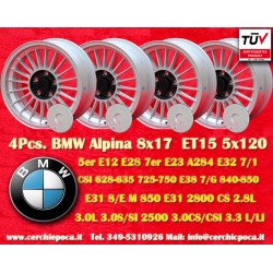 4 Felgen Alpina 8x17 5x120 BMW M3 E30 serie 5 E12 E28 E34 serie 6 E24 serie 7 E23 E32 silver/black