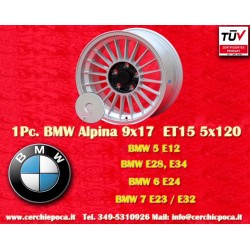 1 wheel Alpina 9x17 5x120 BMW serie 5 E12 E28 E34 serie 6 E24 serie 7 E23 E32 E3 E9 silver/black