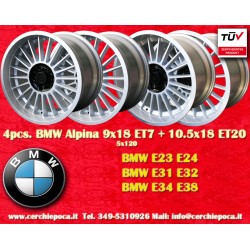 4 cerchi Alpina 9x18 + 10.5x18 5x120 BMW serie 5 E34 serie 6 E24 serie 7 E23 E32 8 E31