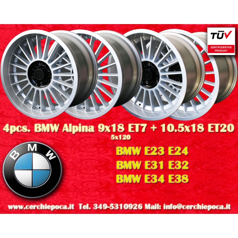 4 cerchi Alpina 9x18 + 10.5x18 5x120 BMW serie 5 E34 serie 6 E24 serie 7 E23 E32 8 E31