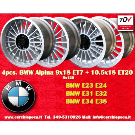 4 cerchi Alpina 9x18 + 10.5x18 5x120 BMW serie 5 E34 serie 6 E24 serie 7 E23 E32 8 E31