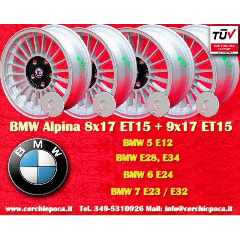 4 jantes Alpina 8x17 + 9x17 5x120 BMW M3 E30 serie 5 E12 E28 E34 serie 6 E24 serie 7 E23 E32