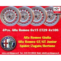 4 Felgen Campagnolo 6x15 4x108 Alfa Romeo Giulia 105 Berlina Coupe Spider GT GTA GTC silver