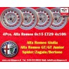 4 cerchi Campagnolo 6x15 4x108 Alfa Romeo Giulia 105 Berlina Coupe Spider GT GTA GTC silver