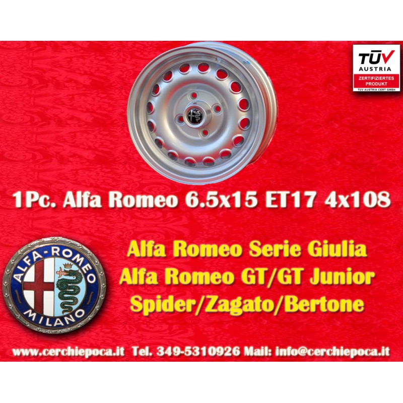 1 jante Campagnolo 6.5x15 4x108 Alfa Romeo 105 Coupe Spider GT GTA GTC Montreal silver