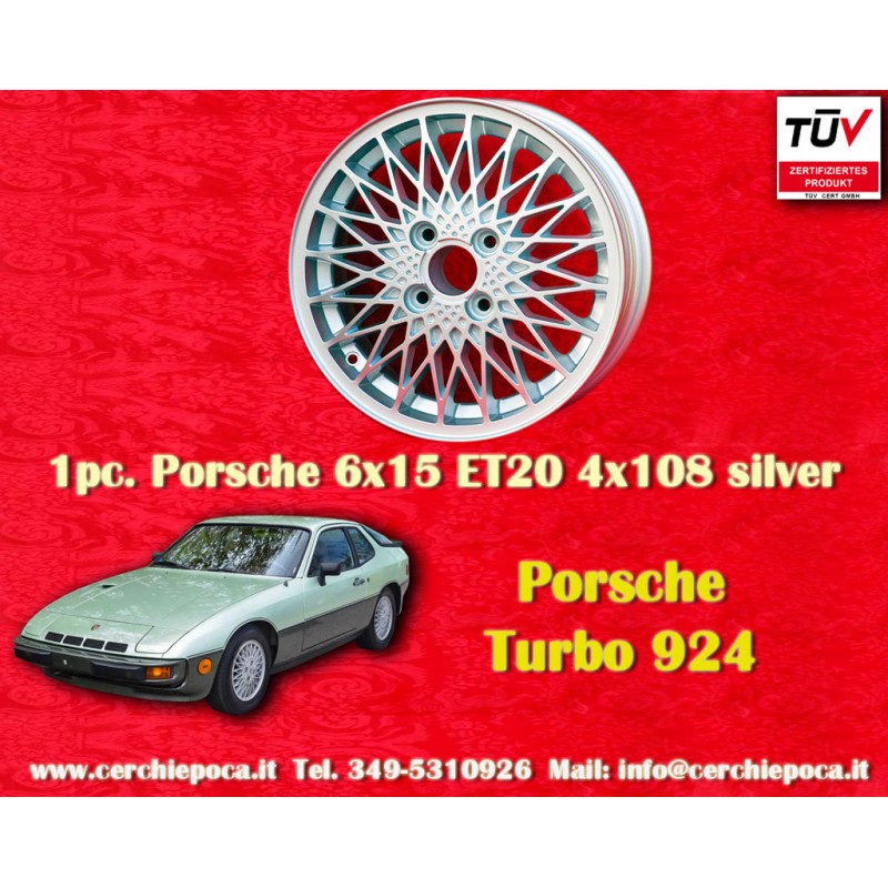 1 cerchio X-Spoke 6x15 4x108 Porsche 924 924S silver