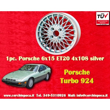 1 wheel X-Spoke 6x15 4x108 Porsche 924 924S silver