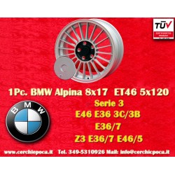 1 cerchio Alpina 8x17 5x120 BMW serie 3 E36 E46  silver/black