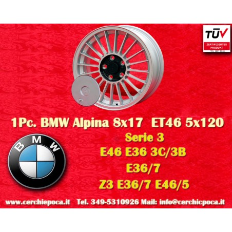 1 Felge Alpina 8x17 5x120 BMW serie 3 E36 E46  silver/black