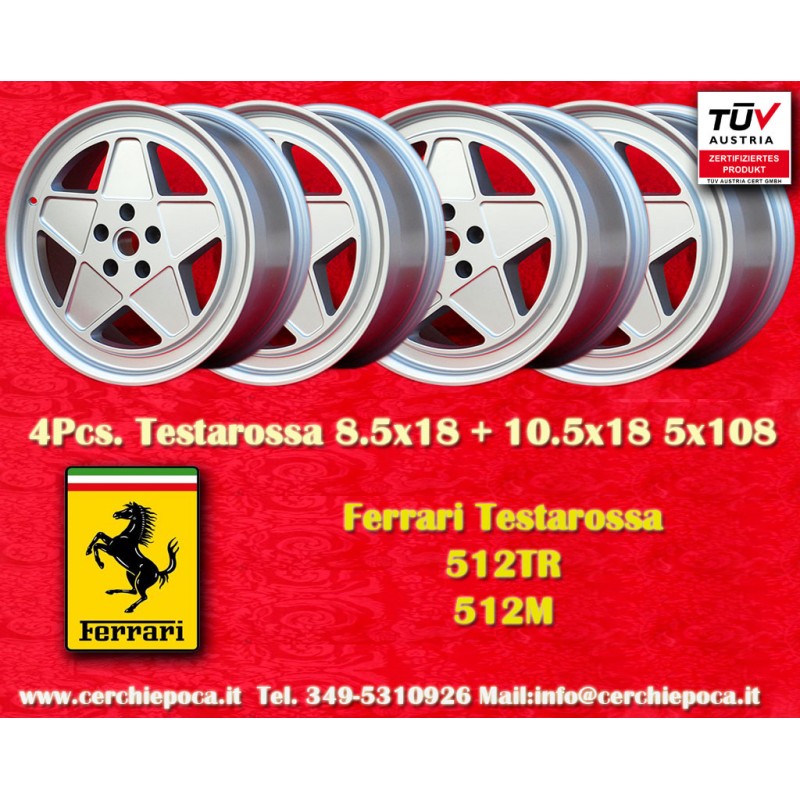 4 wheels Penta 8.5x18 + 10.5x18 5x108 Ferrari Testarossa 512TR 512M