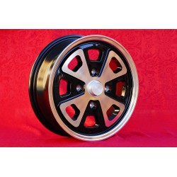 1 cerchio Baby Fuchs 5.5x15 4x130 Porsche Volkswagen 914-4 VW Beetle 1968-- Karmann Ghia Typ 34 black/diamond cut