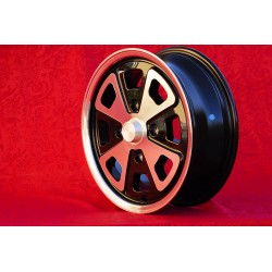 1 cerchio Baby Fuchs 5.5x15 4x130 Porsche Volkswagen 914-4 VW Beetle 1968-- Karmann Ghia Typ 34 black/diamond cut