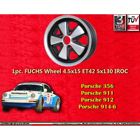 1 Felge Fuchs 4.5x15 5x130 Porsche 356 C SC 911 -1969 912 anodized look