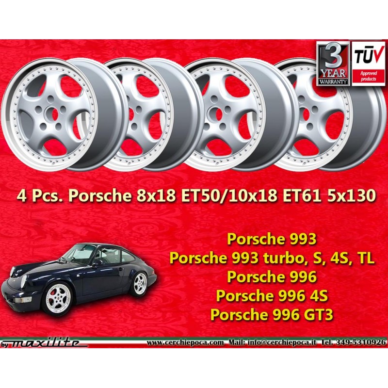 4 wheels Speedline Cup 8x18 + 10x18 5x130 Porsche 964 turbo 3.6 turbo S  993 turbo 4S 996 4S RS turbo GT3 front axle