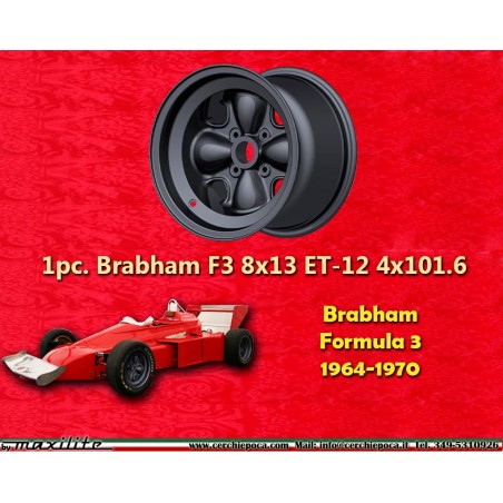 1 jante F3 8x13 4x101.6 Brabham Formula 3 1964-1970 front with flat bolt seat black