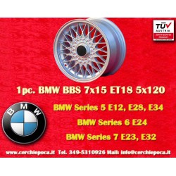 1 wheel BBS 7x15 5x120 BMW M3 E30 serie 5 E12 E28 E34 serie 6 E24 serie 7 E23 E32 E3 E9 silver