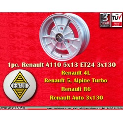 1 wheel Alpine 5x13 3x130 Renault R4 R5 R6 silver