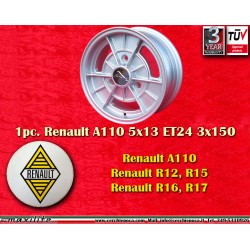 1 wheel Alpine 5x13 3x150 Renault R12 R15 R16 R17 silver