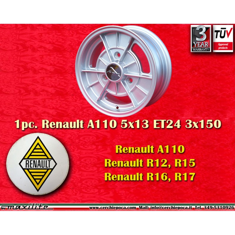 1 cerchio Alpine 5x13 3x150 Renault R12 R15 R16 R17 silver