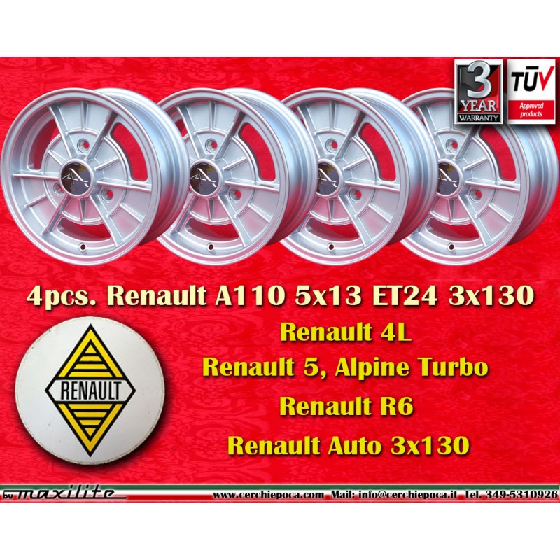 4 cerchi Alpine 5x13 3x130 Renault R4 R5 R6 silver