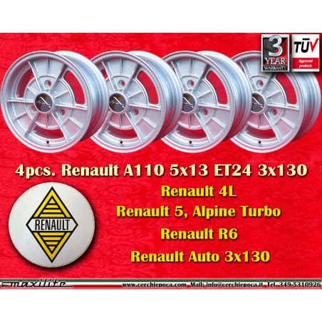 4 Felgen Alpine 5x13 3x130 Renault R4 R5 R6 silver