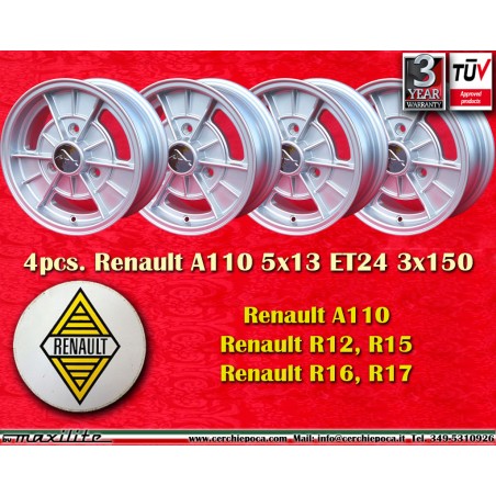 4 Felgen Alpine 5x13 3x150 Renault R12 R15 R16 R17 silver