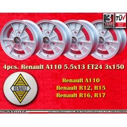 4 cerchi Alpine 5.5x13 3x150 Renault R12 R15 R16 R17 silver