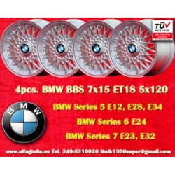 4 cerchi BBS 7x15 5x120 BMW M3 E30 serie 5 E12 E28 E34 serie 6 E24 serie 7 E23 E32 E3 E9 silver