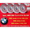 4 cerchi BBS 7x15 5x120 BMW M3 E30 serie 5 E12 E28 E34 serie 6 E24 serie 7 E23 E32 E3 E9 silver