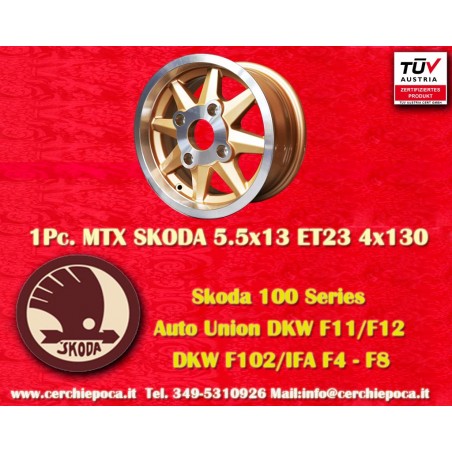 1 cerchio MTX 5.5x13 4x130 Skoda MB1000 MB1100 105 110 120 130 gold/diamond cut